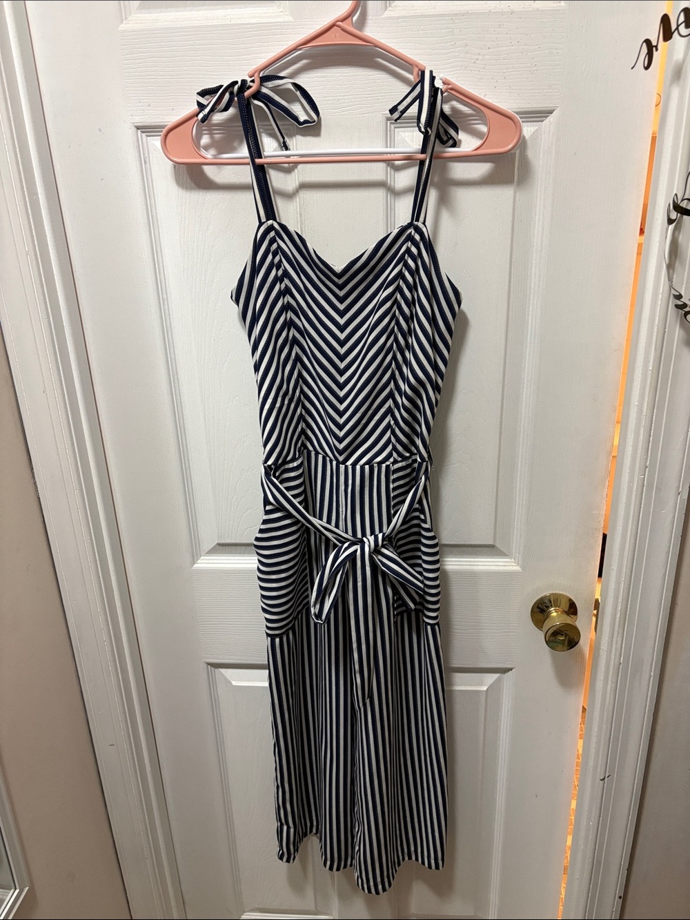 Striped Navy and White Tie-Waist Sundress